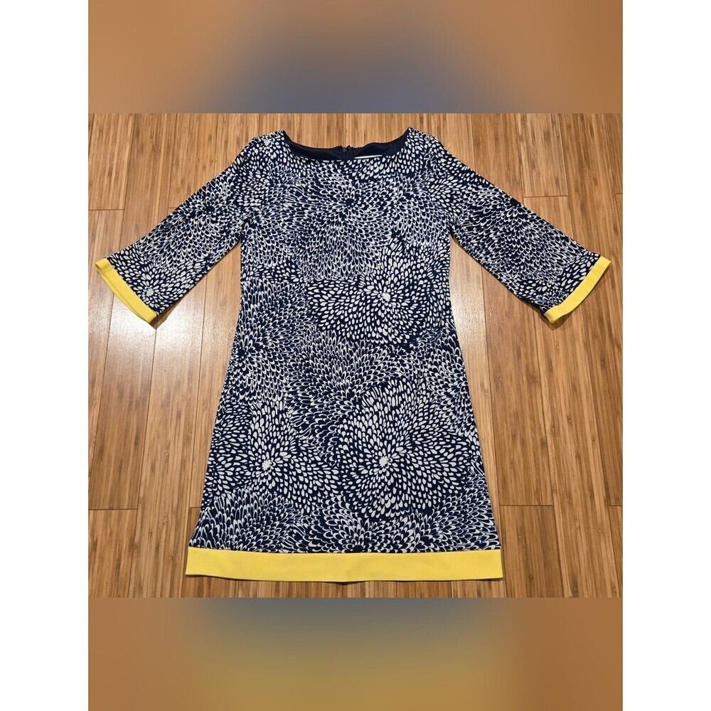 Christopher & Banks Floral Shift Dress with Yellow Trim